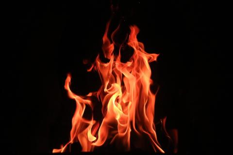 Burning open fire