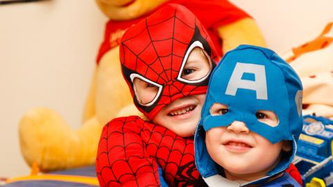 kids dressed up like superheros