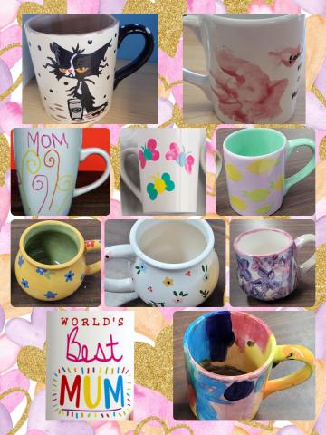 painted mother's day mugs