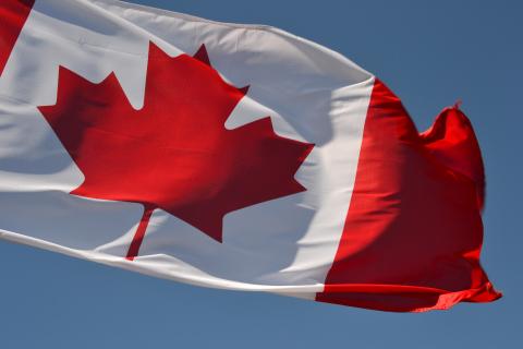 Canada Flag waving in wind