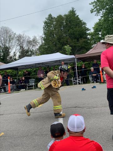 Fire fighter running at games