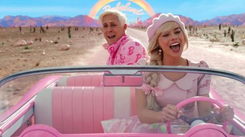 barbie and ken driving in car