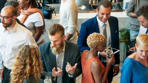 busy business networking event